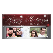 Red Christmas Bulb Happy Holidays Photo Card