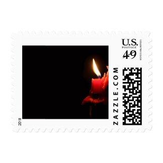 RED CHRISTMAS CANDLE POSTAGE STAMP