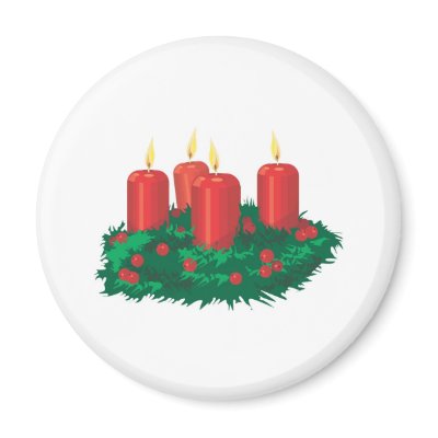 Red Christmas Candles Fridge Magnet by ChristmasStamps
