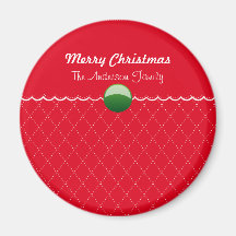RED CHRISTMAS ENVELOPE WITH WHITE STRIPES MAGNET