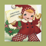 Red Christmas Greetings Refrigerator Magnet