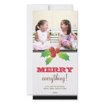 Red christmas holly custom holiday photo greeting photo card template