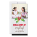 Red christmas holly custom holiday photo greeting photocard