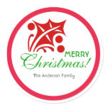 Red Christmas Holly Leaf Sticker