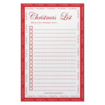 Red Christmas List Customized Stationery