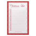 Red Christmas List Customized Stationery