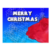 Red Christmas Llama with Holiday Star Studded Sky Postcard