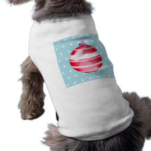 Red Christmas Ornament blue Dog T-shirt