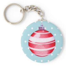 Red Christmas Ornament blue Keychain