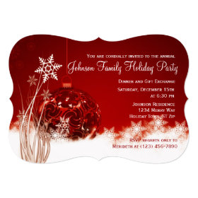 Red Christmas Ornament Holiday Party Invitations