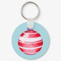 Red Christmas Ornament Keychain