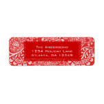 Red Christmas Paisleys Return Address Return Address Label