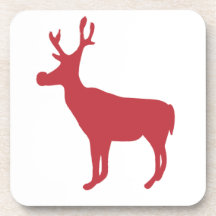 Red Christmas Reindeer Coaster set of 6