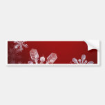 Red Christmas snowflake background Bumper Stickers