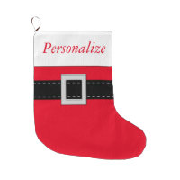Red Christmas Stocking with Belt & Buckle Large Christmas Stocking