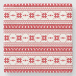 Red Christmas Sweater Inspired Pattern Stone Beverage Coaster