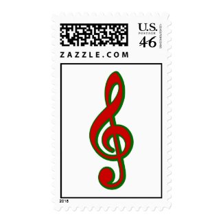 Red Christmas Treble Clef stamp