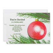 Red Christmas Tree Ball Holiday Party invitation