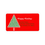 Red Christmas Tree Christmas Return Address Label