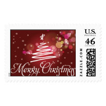 Red Christmas Postage Red Christmas Tree Merry Christmas Postage Stamps