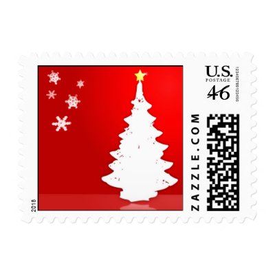 Red Christmas Tree Postage postage