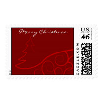 Red Christmas Tree Swirls postage