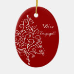 Red Christmas Tree Winter Engagement Ornament