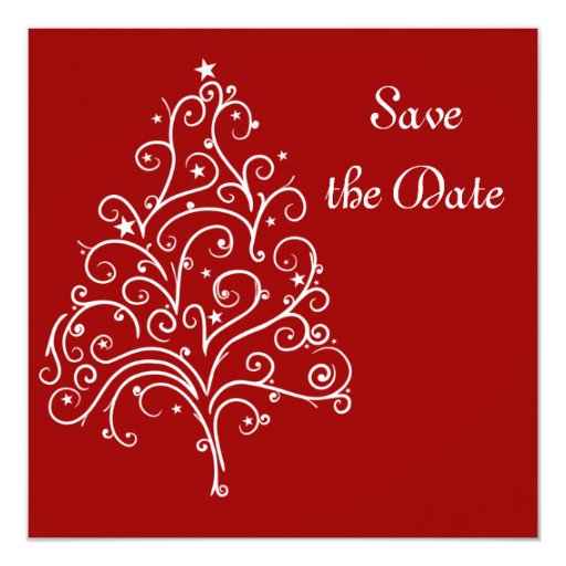 red christmas tree winter wedding save the date card zazzle red christmas tree winter wedding save the date card zazzle