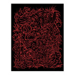 Red Chrome Oriental Tribal Tattoo Poster