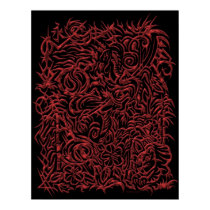 Red Chrome Oriental Tribal Tattoo Poster posters by WebSpinstress Red Chrome Oriental Tribal Tattoo Poster posters