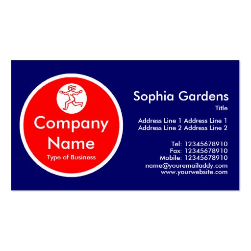 Red Circle - Dark Blue Business Card Templates (front side)