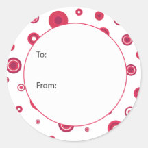 Red Circle Dots Gift Tag Round Sticker