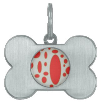 red circle white background pet name tag