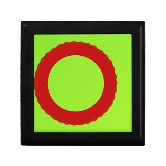 red circle with green background