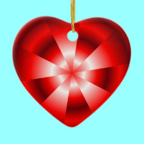 Red Circles - Heart-shaped ornament