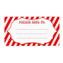 Red Circus Stripe Shipping Labels