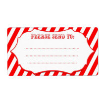 Red Circus Stripe Shipping Labels labels