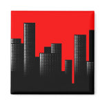 red cityscape refrigerator magnet