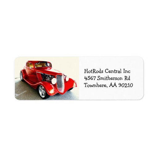 Red Classic Car Hot Rod Return Address Label