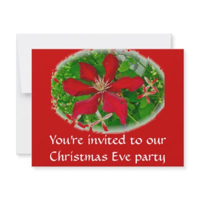 Red Clematis Merry Christmas Invite by CarolsCamera