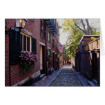 Red Cobblestone Acorn Street flowers Card