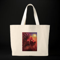Red Cock Rooster Painting Art - Multi bags