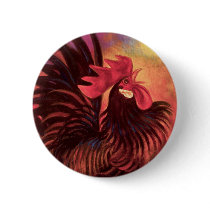 Red Cock Rooster Painting Art - Multi buttons