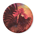 Red Cock Rooster Painting Art - Multi Refrigerator Magnet