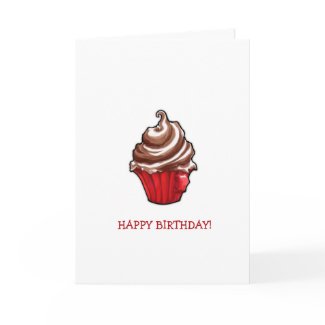 Red Coffee Cupcake Birthday card