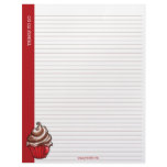 Red Coffee Cupcake red Lined List Letterhead Design
