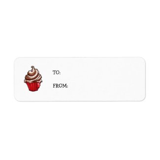 Red Coffee Cupcake small Gift Tag label