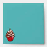 Red Coffee Cupcake teal Invitation Envelope