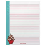 Red Coffee Cupcake teal Lined List Letterhead Template