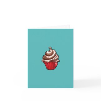 Red Coffee Cupcake teal Note Card card